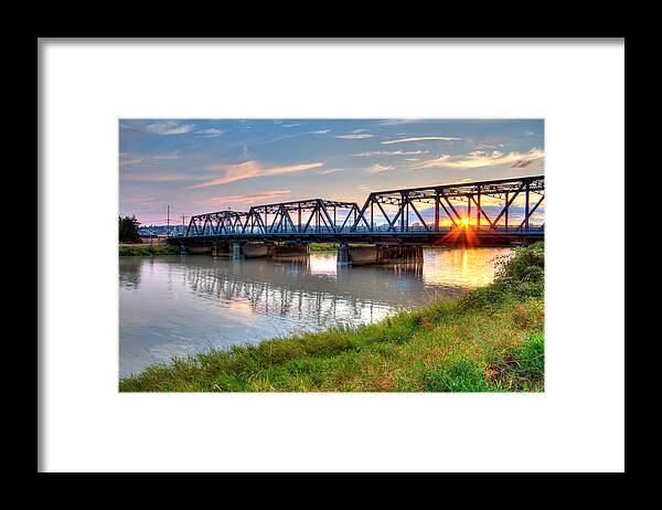 Lincoln Framed Print featuring the photograph HDR - Sunset on Lincoln Ave. Bridge by Rob Green