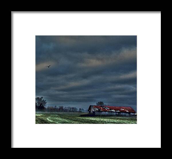 Hdr Print Framed Print featuring the photograph HDR Print Red Tattered Barn by Lesa Fine