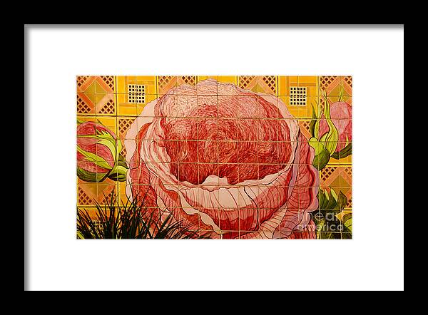 Outdoor Framed Print featuring the photograph HDR Tiled Flowers 02 by Mary Jane Armstrong