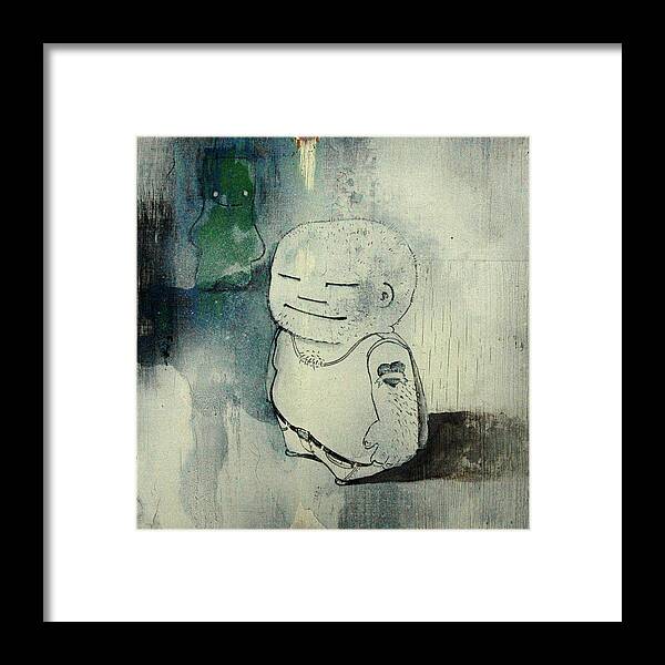 Man Framed Print featuring the painting He still believed in his imaginary friend by Konrad Geel