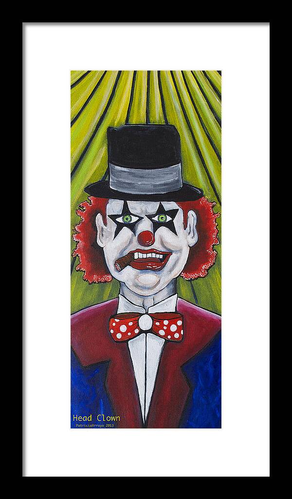 Clowns Framed Print featuring the painting Head Clown by Patricia Arroyo