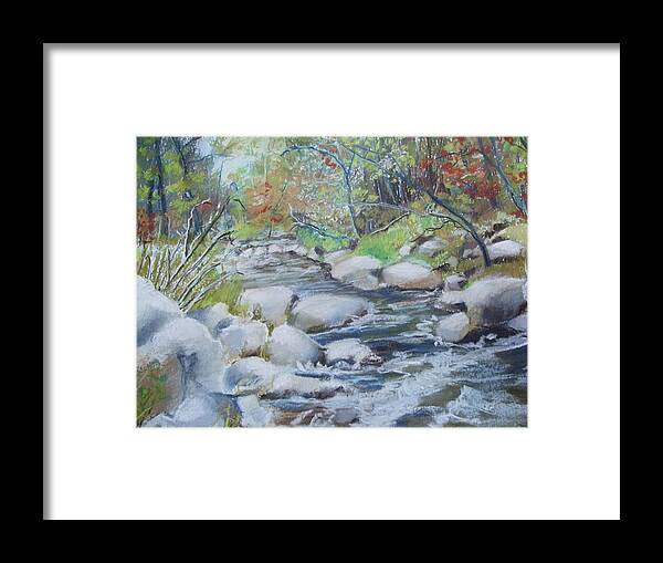 Water Framed Print featuring the pastel Head Waters on the James River by Janet Visser