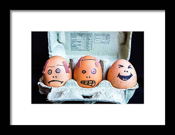 Eggs Framed Print featuring the photograph Headache Eggs. by Gary Gillette