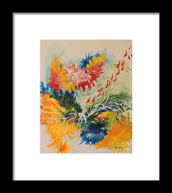 Coral Framed Print featuring the painting Heading Down #1 by Lyn Olsen