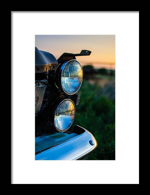 Car Framed Print featuring the photograph Headlights in the Sunset by Hillis Creative