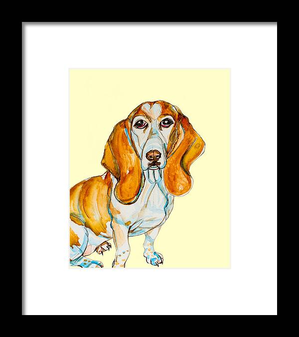 Dog Framed Print featuring the painting Heart Headed Basset by Kelly Smith
