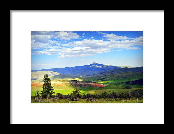 Chief Joseph Highway Framed Print featuring the photograph Heart Mtn and Chief Joseph Hwy by Lisa Holland-Gillem