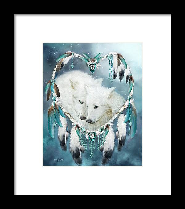 Carol Cavalaris Framed Print featuring the mixed media Heart Of A Wolf by Carol Cavalaris