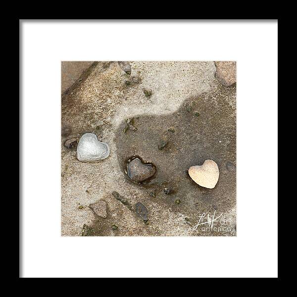 Heart Rocks Framed Print featuring the photograph Heart Rock Love by Artist and Photographer Laura Wrede