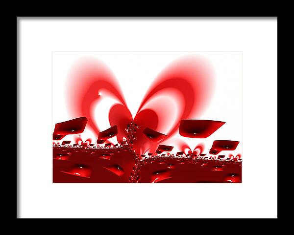 Heart Framed Print featuring the digital art Heart shaped sunset on fractal planet Valentine X by Matthias Hauser