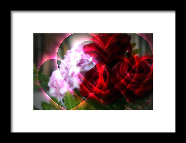 Abstract Framed Print featuring the photograph Hearts A Fire by Kay Novy