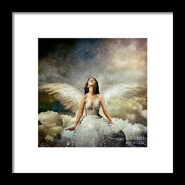 Angel Framed Print featuring the digital art Heavenly by Linda Lees