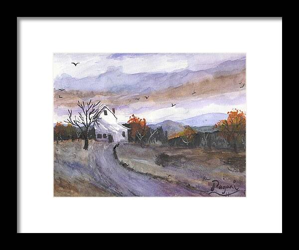 Watercolor Framed Print featuring the painting Hebo Farmhouse by Chriss Pagani