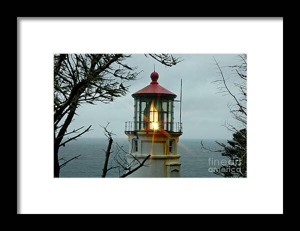  Beacon Framed Print featuring the photograph Heceta Head Lighthouse by Nick Boren
