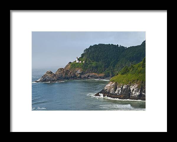 Architecture Framed Print featuring the photograph Heceta Head Overlooking the Pacific Ocean by Jeff Goulden