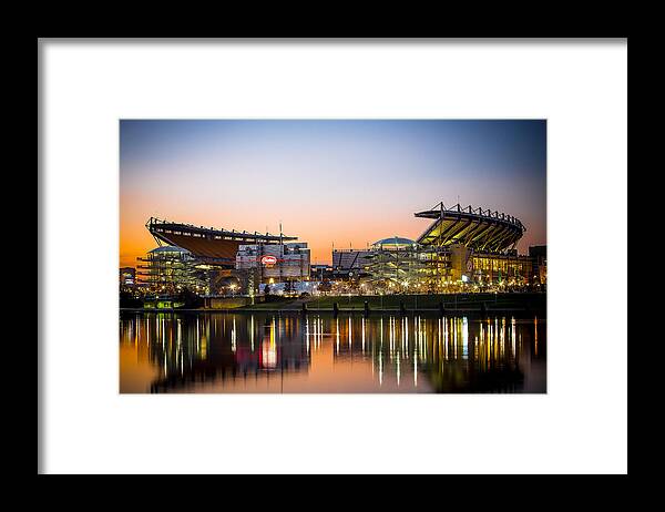 Pittsburgh Steelers Heinz Football Three Rivers Skyline Espn View Skyline River Sunset Sunrise Beautiful Mount Washington Ben Ohio Limelight-images.com Framed Print featuring the photograph Heinz Field by Jimmy Taaffe