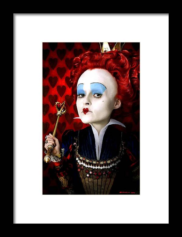 Alice In Wonderland Framed Print featuring the digital art Helena Bonham Carter as The Red Queen in the film Alice In Wonderland by Gabriel T Toro