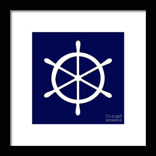 Graphic Art Framed Print featuring the photograph Helm in White and Navy Blue by Jackie Farnsworth
