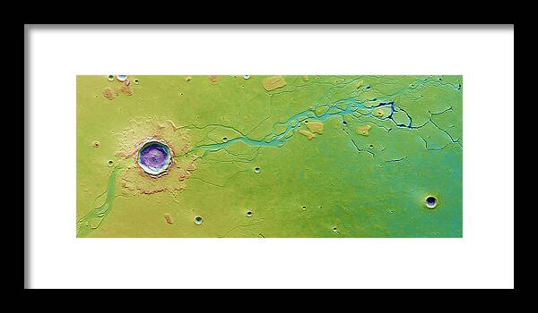 Science Framed Print featuring the photograph Hephaestus Fossae, Mars by Science Source