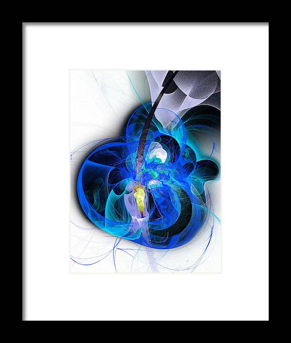 Andee Design Abstract Framed Print featuring the digital art Her Heart Is A Guitar Blue by Andee Design