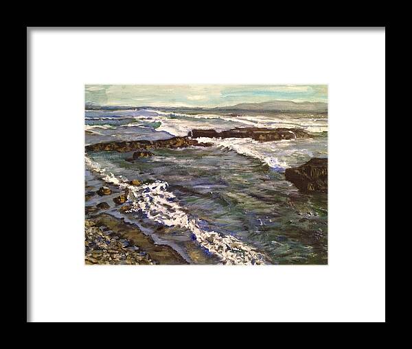 Sea Framed Print featuring the painting Here and Beyond by Belinda Low