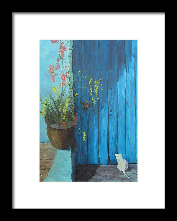 Cat Framed Print featuring the painting Here Mouse by Susan Richardson