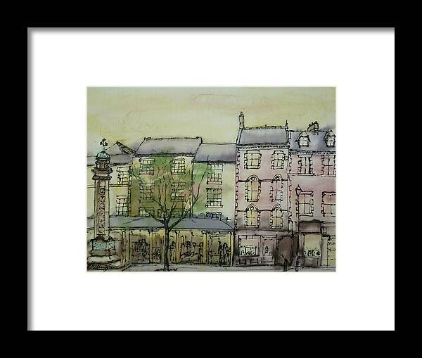 Architecture Framed Print featuring the painting Hexham Market Place Northumberland England by Hazel Millington