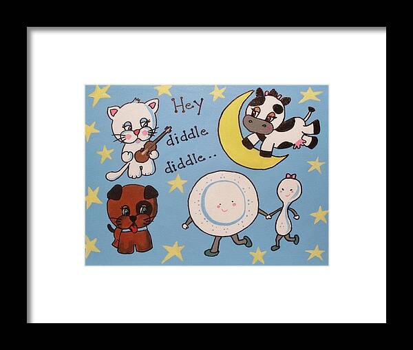 Hey Diddle Diddle Framed Print featuring the painting Hey diddle diddle by Anne Gardner