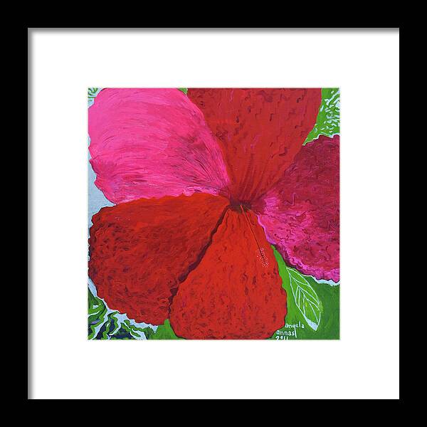 Hibiscus Framed Print featuring the painting Hibiscus Explosion by Angela Annas