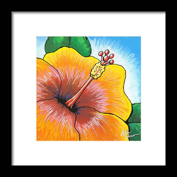 Hibiscus Framed Print featuring the painting Hibiscus Number 2 by Adam Johnson