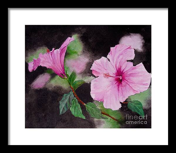 Flowers. Hibiscus Framed Print featuring the painting Hibiscus - So Pretty in Pink by Sher Nasser