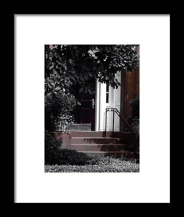 Front Stoop Framed Print featuring the photograph Hidden door by Deena Withycombe