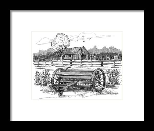 Hidden Hollow Farm Framed Print featuring the drawing Hidden Hollow Farm 2 by Richard Wambach