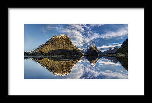Colin Monteath Framed Print featuring the photograph High Clouds Over Peak Mitre Peak by Colin Monteath
