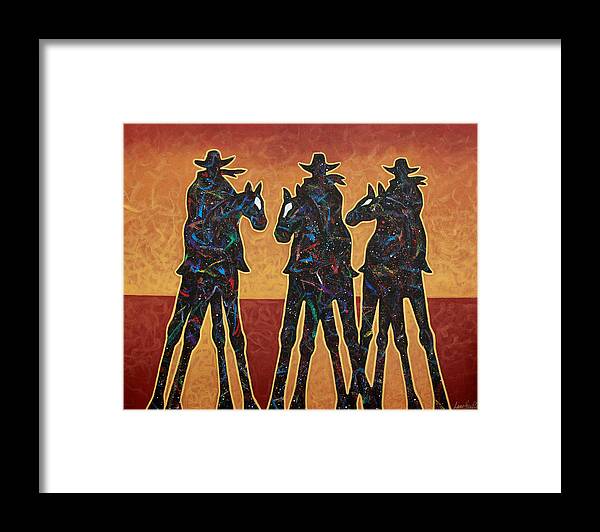 Cowboys Framed Print featuring the painting High Plains Drifters by Lance Headlee