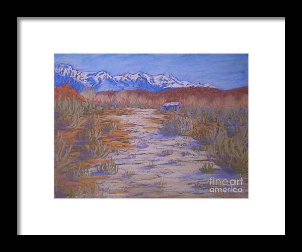 Landscape Framed Print featuring the painting High Sierras Dry Wash by Suzanne McKay