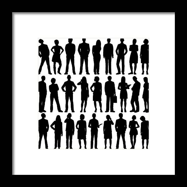 Young Men Framed Print featuring the drawing Highly Detailed People Silhouettes by Leontura