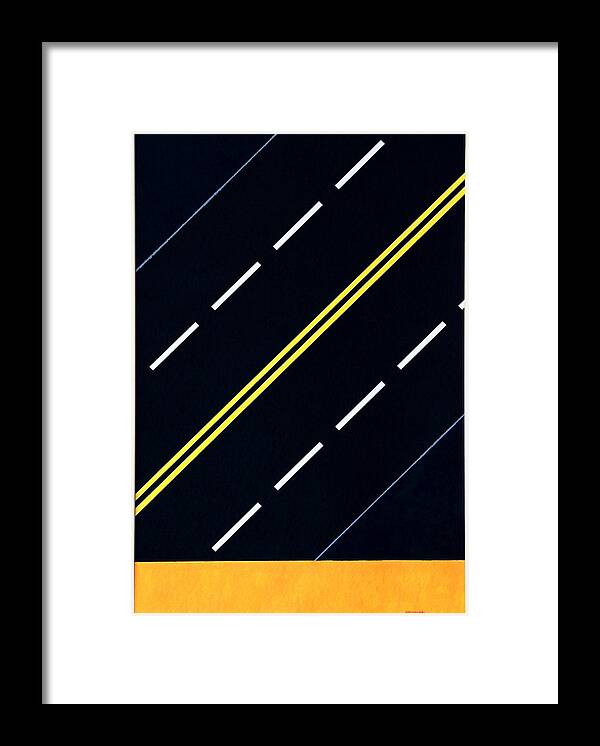 A Highway From An Aerial View. Framed Print featuring the painting Highway by Thomas Gronowski