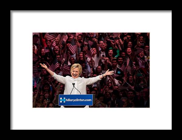 Brooklyn Navy Yard Framed Print featuring the photograph Hillary Clinton Holds Primary Night by Drew Angerer