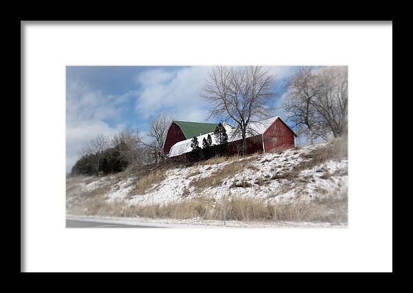 Hillside Farm Framed Print featuring the photograph Hillside Farm In Winter by Kay Novy