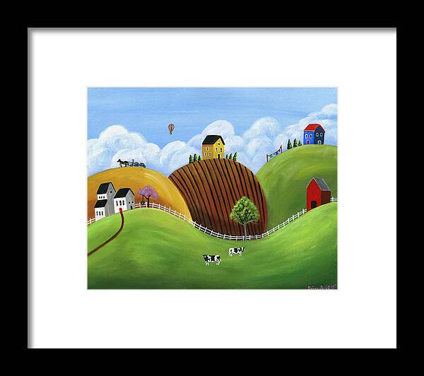 Brianna Framed Print featuring the painting Hilly Homes by Brianna Mulvale