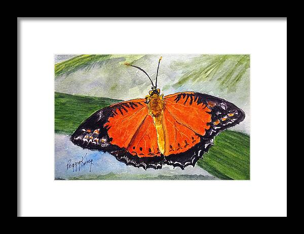 Nature Framed Print featuring the painting Himalayan Red Lacewing by Peggy King