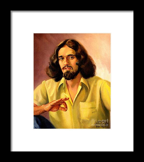 Beard Framed Print featuring the painting Hippie OK by Art By Tolpo Collection