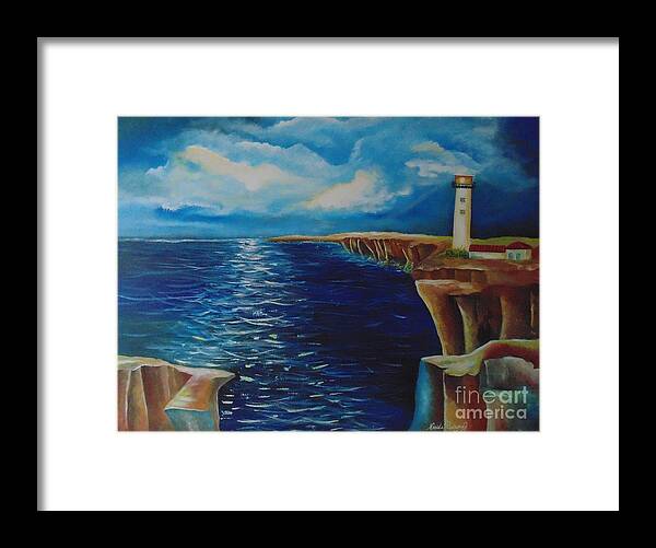 Lighthouse Framed Print featuring the painting His Masterpiece by Nereida Rodriguez