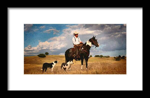 Rodeo Framed Print featuring the painting His three best friends by Dean Wittle