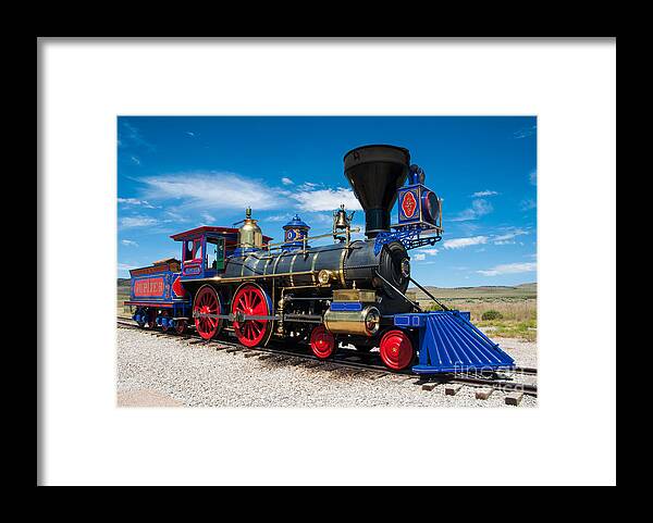 Historic Framed Print featuring the photograph Historic Jupiter Steam Locomotive - Promontory Point by Gary Whitton