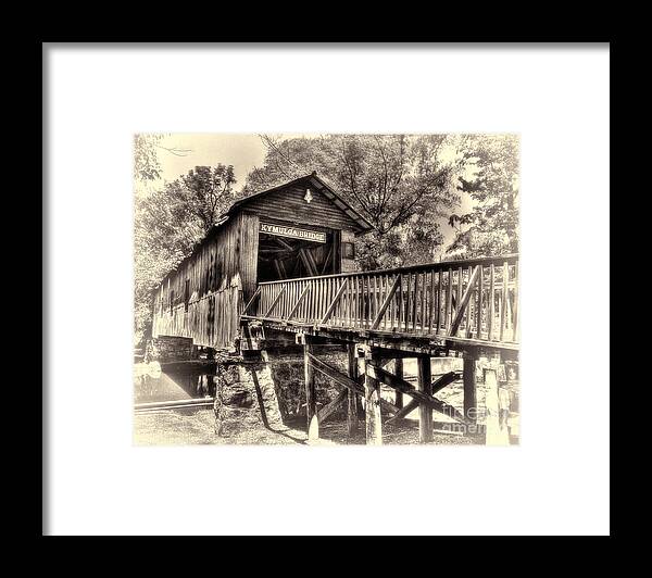 Ken Johnson Framed Print featuring the photograph Historic Kymulga Covered Bridge Toned by Ken Johnson