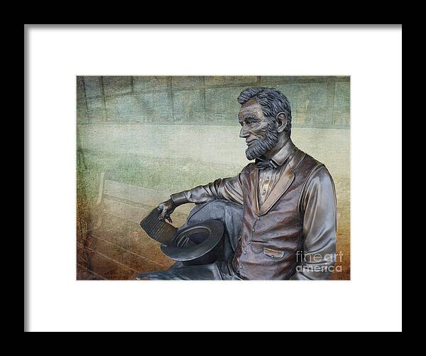 Springfield Illinois Framed Print featuring the photograph History - Abraham Lincoln Contemplates - Luther Fine Art by Luther Fine Art