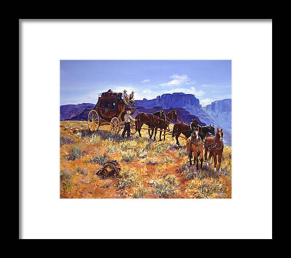 Stagecoach Framed Print featuring the painting Hitchin by Page Holland