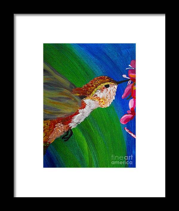 Hummingbird Painting Framed Print featuring the painting Hmmm by Jayne Kerr 